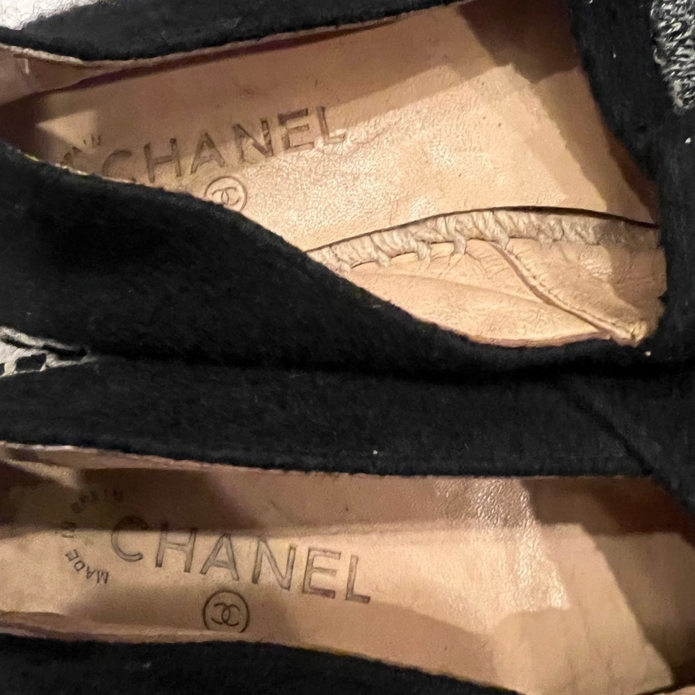 CHANEL Espadrilles Tweed and Velvet Grey/Black size 35 - Picture 7 of 12